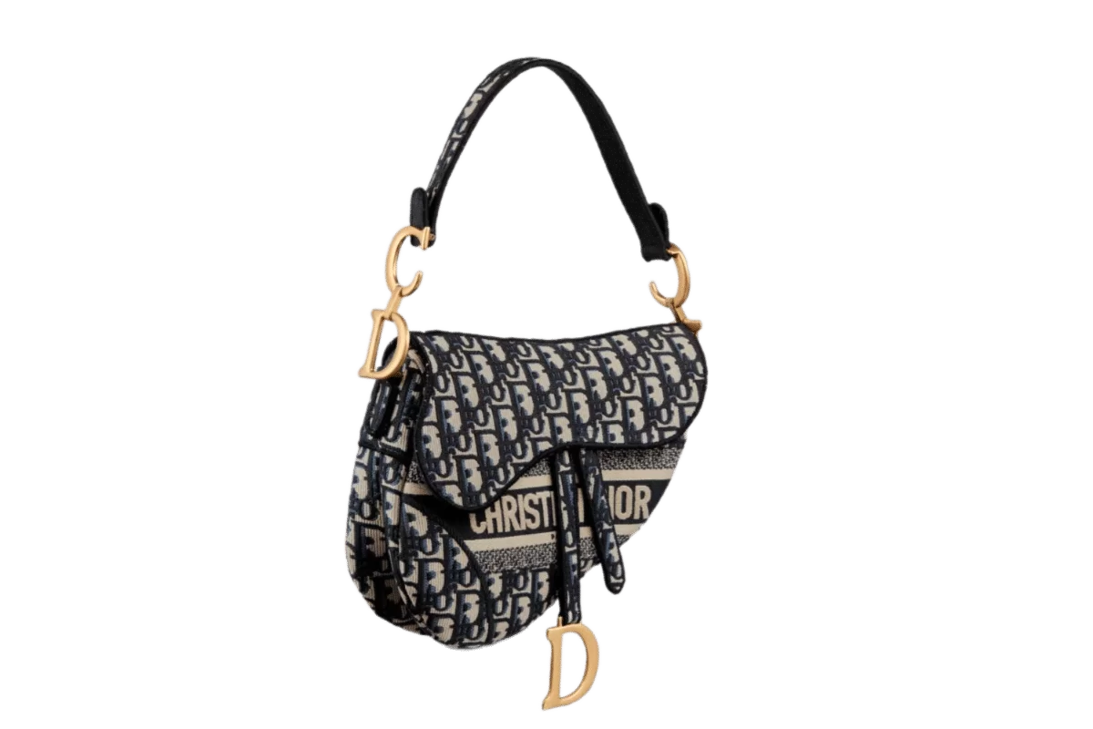 Dior Saddle Bag - Blue Dior Oblique Embroidery - Image 2