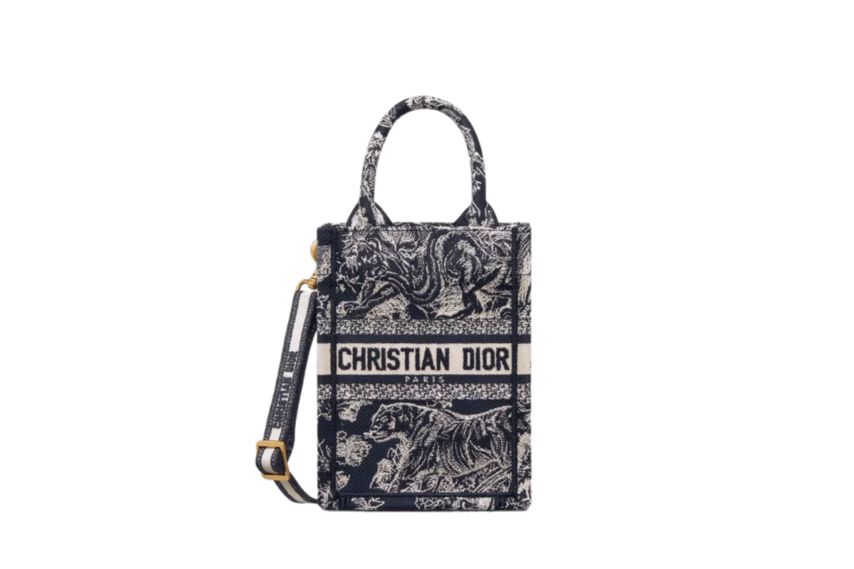 Mini Vertial Dior Book Tote Bag With Strap - Image 4