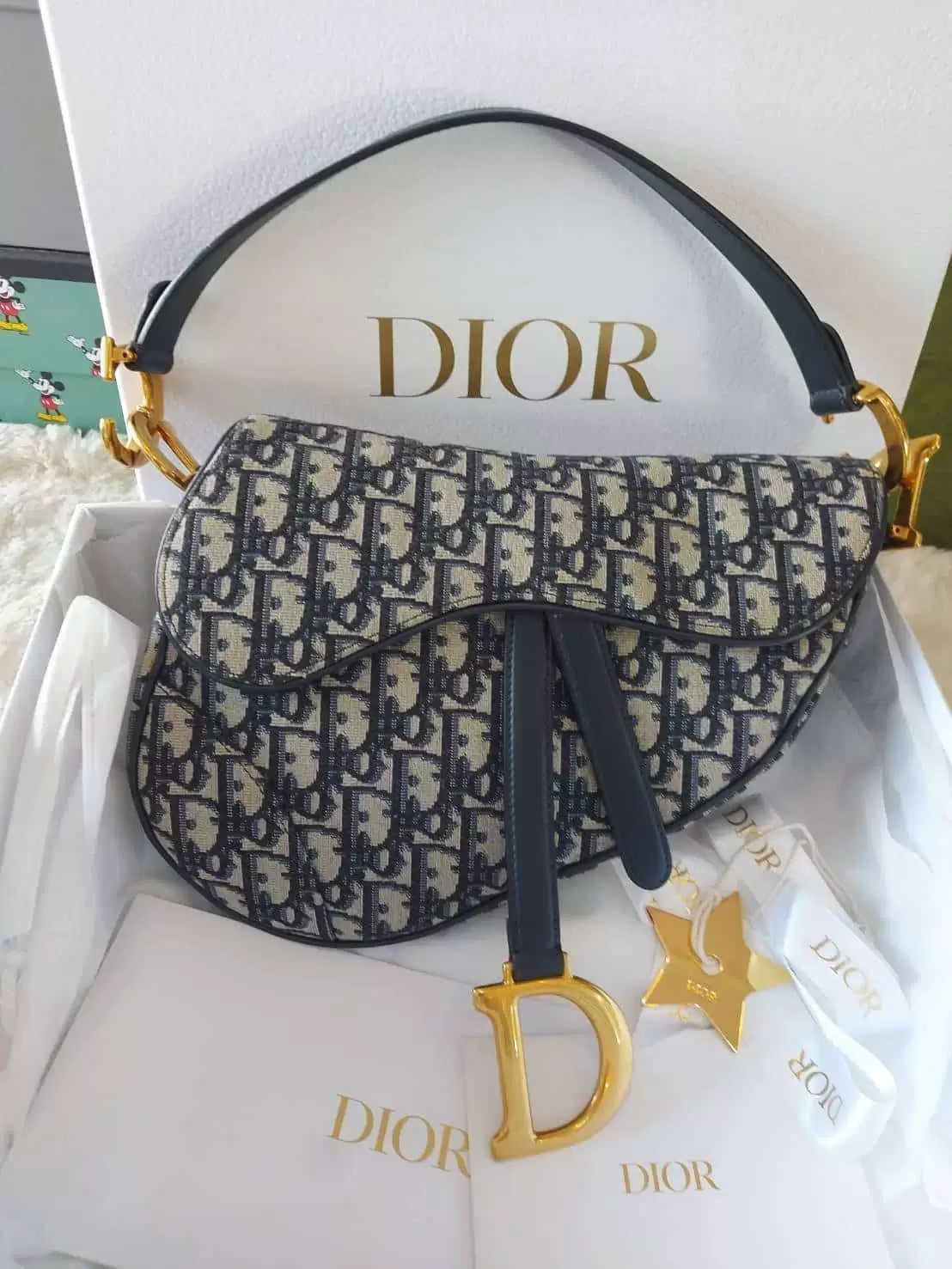 Dior Saddle Bag - Blue Dior Oblique Jacquard - Image 4