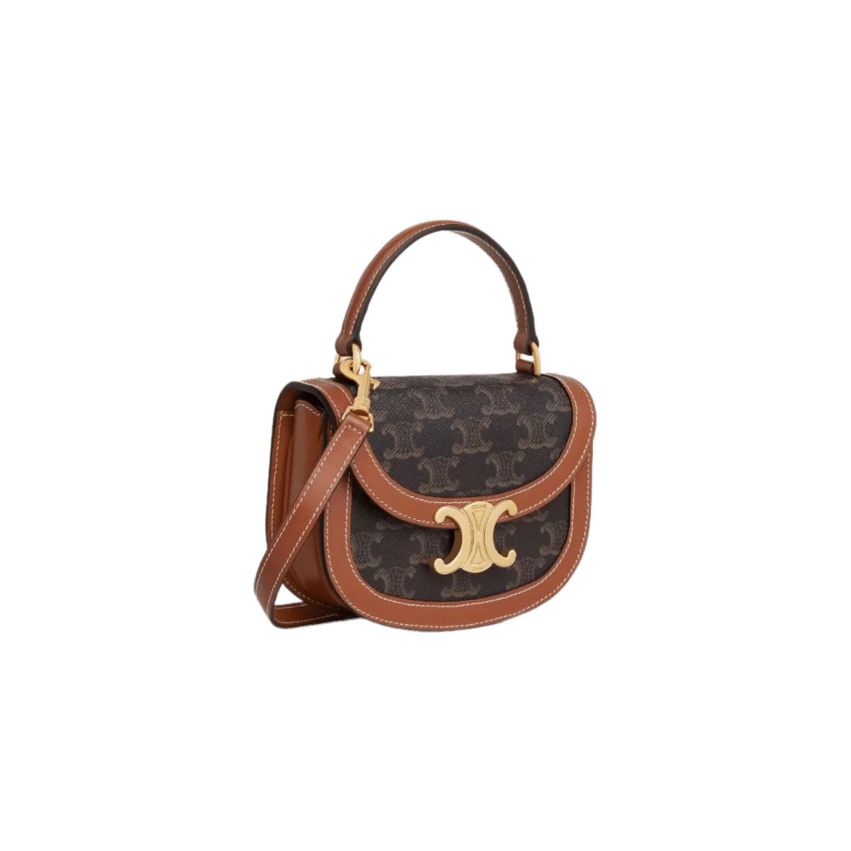 Celine Besace Clea Bag In Triomphe Canvas and Calfskin - Image 3