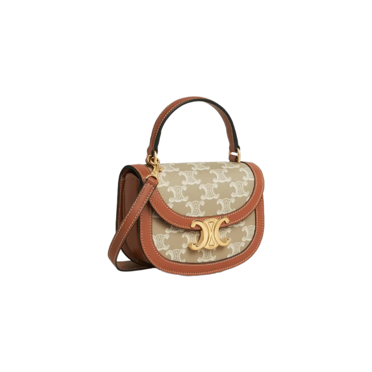Celine Besace Clea Bag In Triomphe Canvas and Calfskin - Image 4