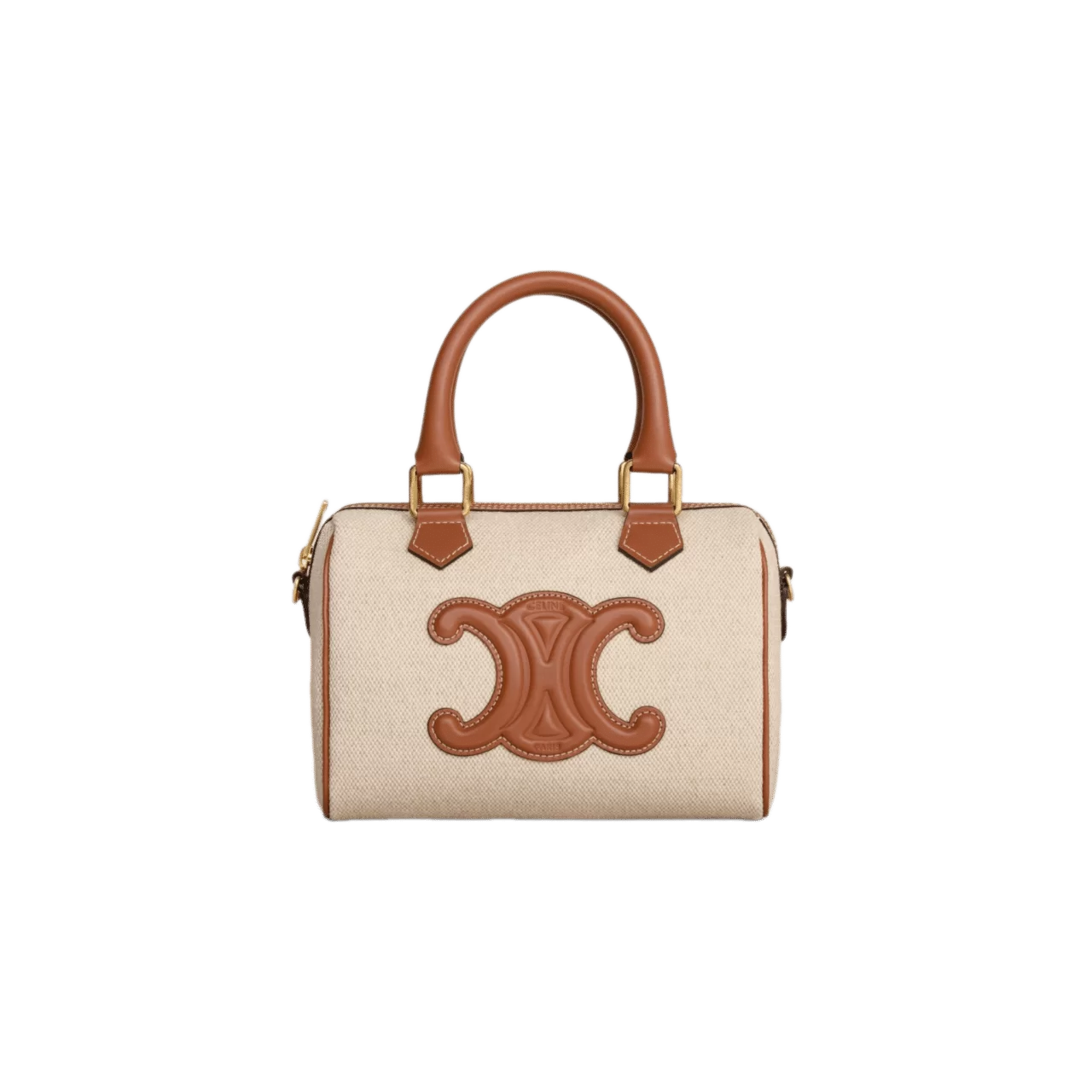 Celine Small Boston Cuir Triomphe Bag - Textile and Calfskin - Image 4