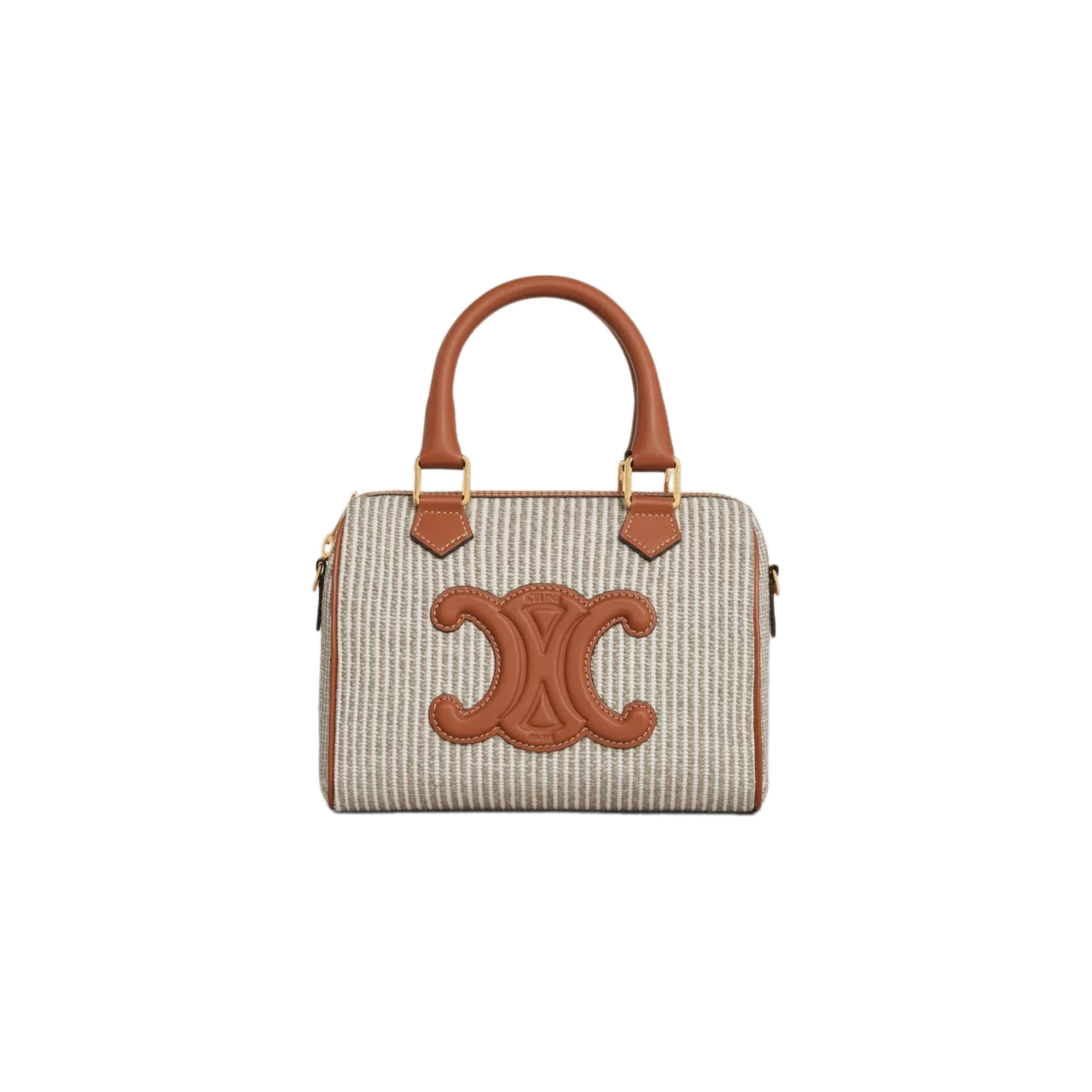 Celine Small Boston Cuir Triomphe Bag - Textile and Calfskin - Image 3